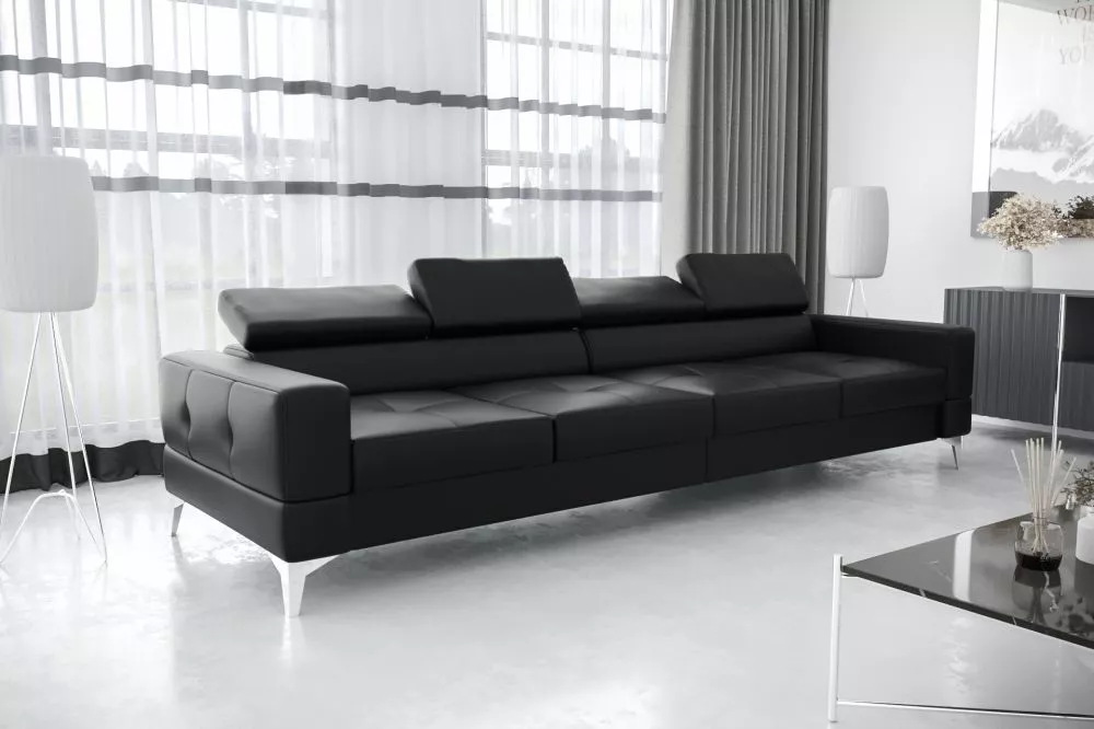 Dīvāns Toscania 4S standard · Melns · 97 × 312 × 78 cm