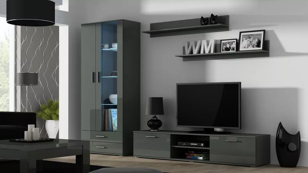 Sekcija Soho 8 ar LED · Pelēks · 260 × 43 × 192 cm