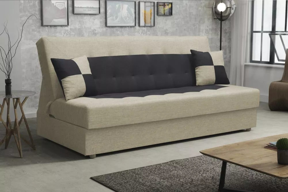 Dīvāns Polo Standard · Krēma + melns · 80 × 192 × 96 cm
