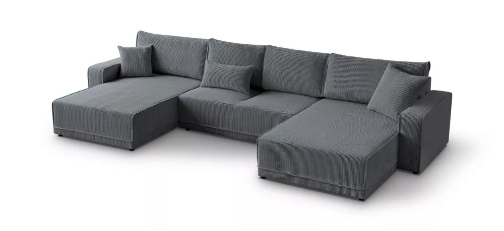 Dīvāns Primo U Comfort standard · Tumši pelēks · 185 × 390 × 86 cm