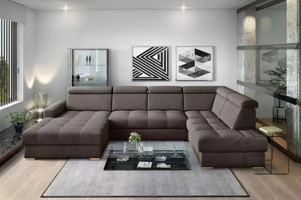 Dīvāns Riva U Standard · Tumši brūns · 210 × 374 × 91 cm