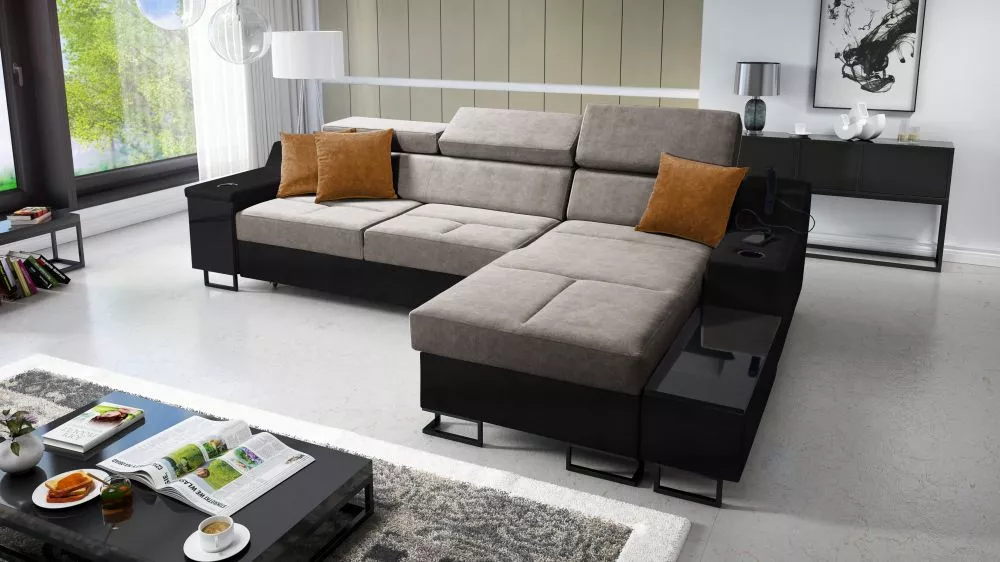 Dīvāns Alicante 1 Mini Whisper Eco Standard · Brūns + melns · 173 × 274 × 81 cm