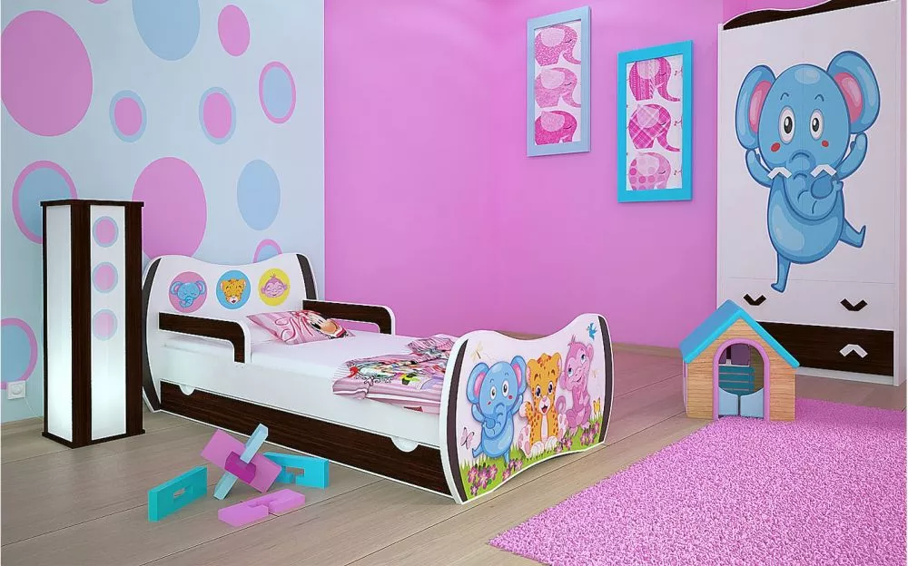 Bērnu gulta Dream L06 180x90 DM04 ar stelāžu Guļamvietas platums: 90 cm, Guļamvietas garums: 180 cm, · 114 × 184 × 71 cm