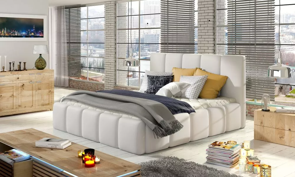 Gulta Edvige Plus standard ar stelāžu Guļamvietas platums: 160 cm, Guļamvietas garums: 200 cm, · Balts · 180 × 220 × 100