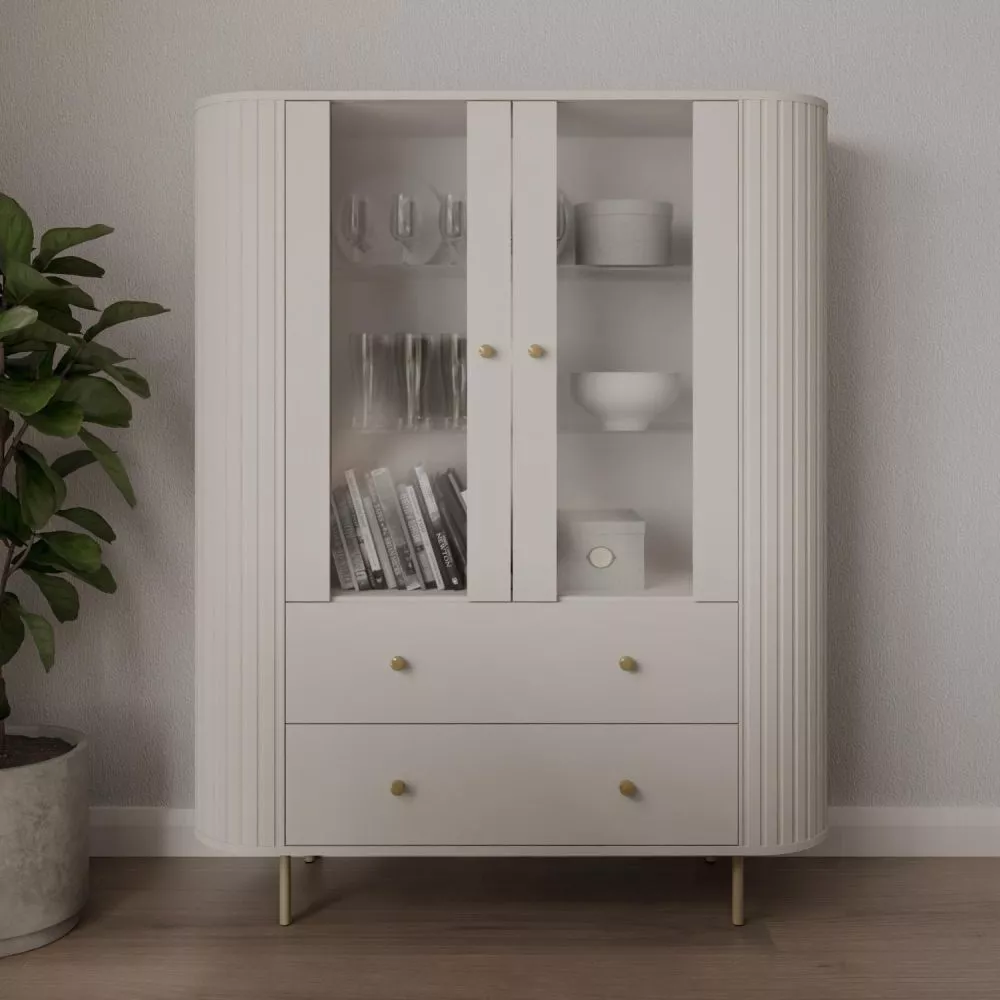 Sekcija Ovalio 122 · Bēšs · 123 × 42 × 155 cm