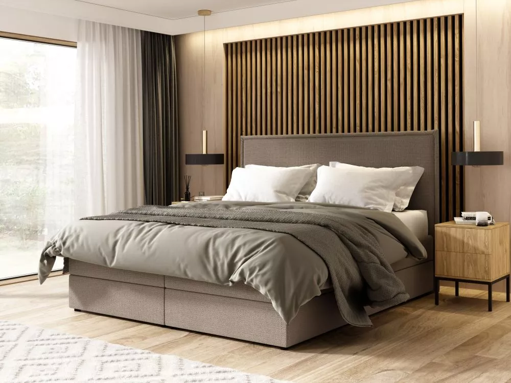 Gulta Baggio Boxspring Standard Guļamvietas platums: 160 cm, Guļamvietas garums: 200 cm, · Bēšs · 163 × 206 × 124 cm