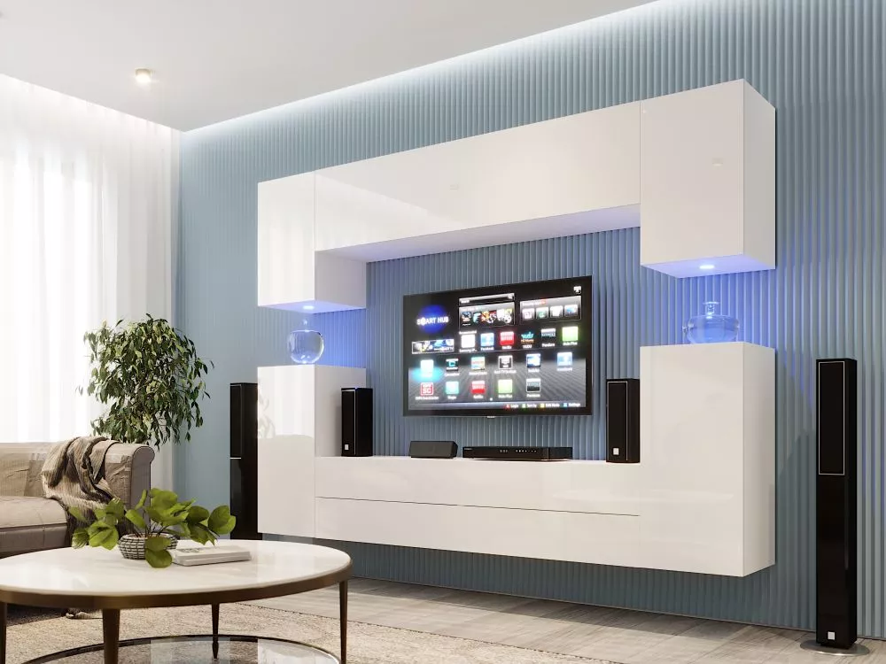 Sekcija Box 69 ar LED · Balts · 252 × 38 cm