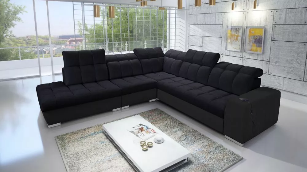 Dīvāns Pagano 9 Premium Standard · Melns · 285 × 300 × 83 cm