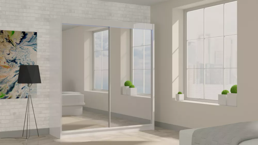 Skapis Debora ar LED · Balts · 200 × 61 × 216 cm