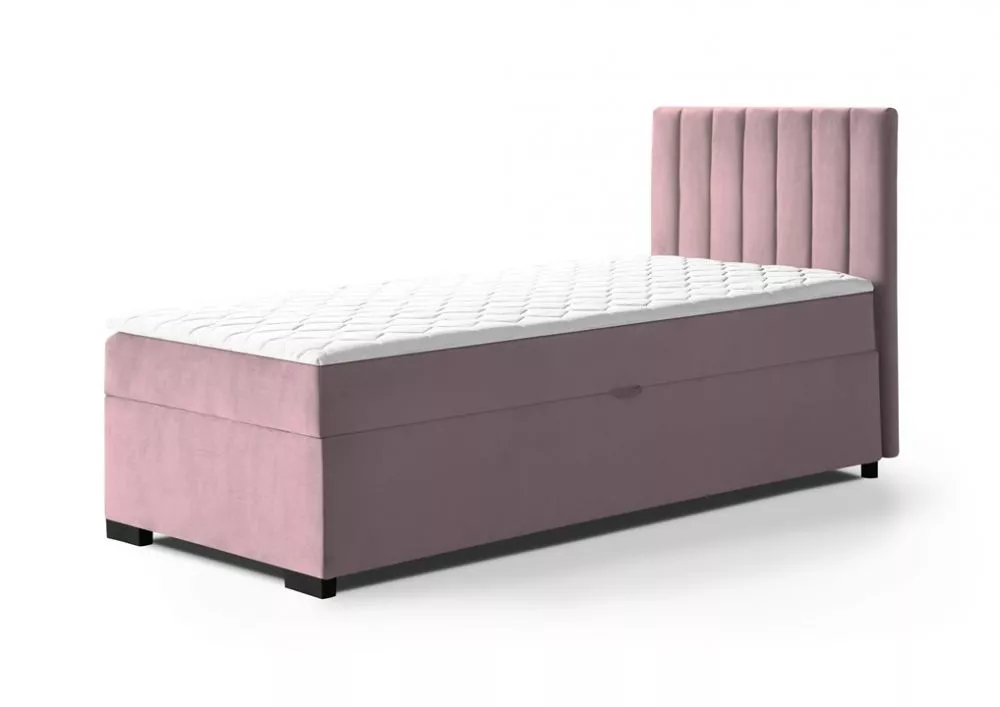 Gulta Eryk 90x200 Boxspring Standard Guļamvietas platums: 90 cm, Guļamvietas garums: 200 cm, · Rozā · 94 × 207 × 105 cm