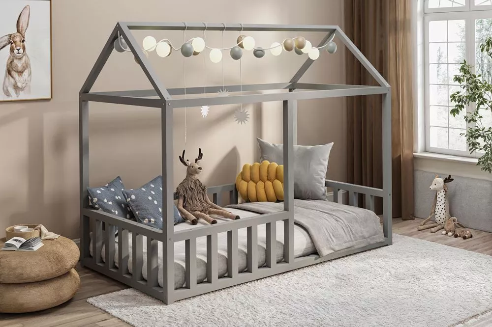 Bērnu gulta Haus Parter Guļamvietas platums: 80 cm, Guļamvietas garums: 160 cm, · Pelēks · 88 × 168 × 145 cm