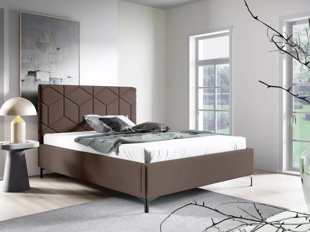 Gulta PK35 ar stelāžu Guļamvietas platums: 140 cm, Guļamvietas garums: 200 cm, stelāžas tips: metāla, · Tumši brūns · 14