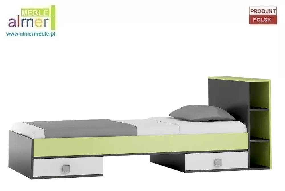 Bērnu gulta Y19 ar stelāžu Guļamvietas platums: 90 cm, Guļamvietas garums: 200 cm, · 94 × 226 × 90 cm