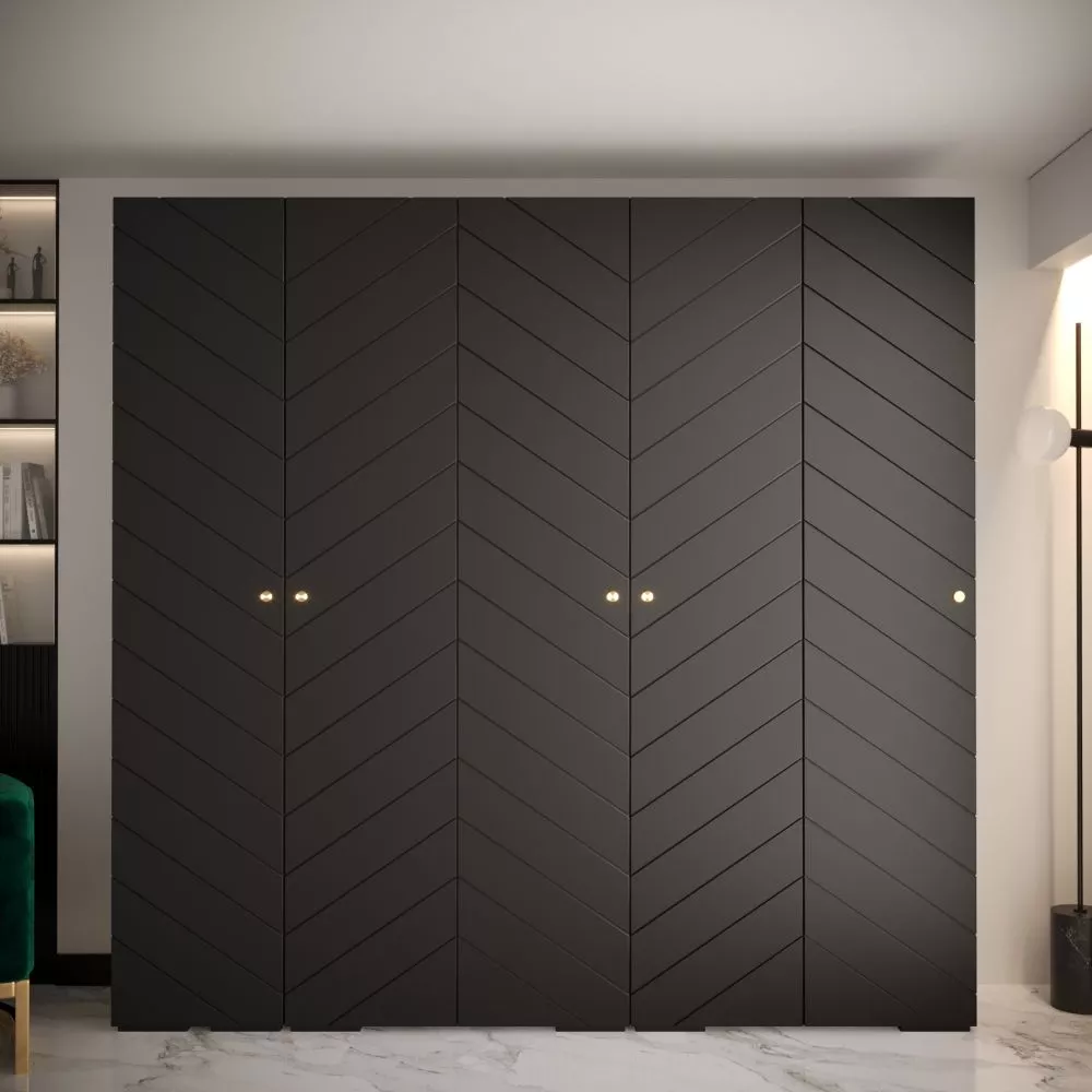 Skapis Manhattan Ryfel 4 · Melna · 250 × 47 × 236.7 cm