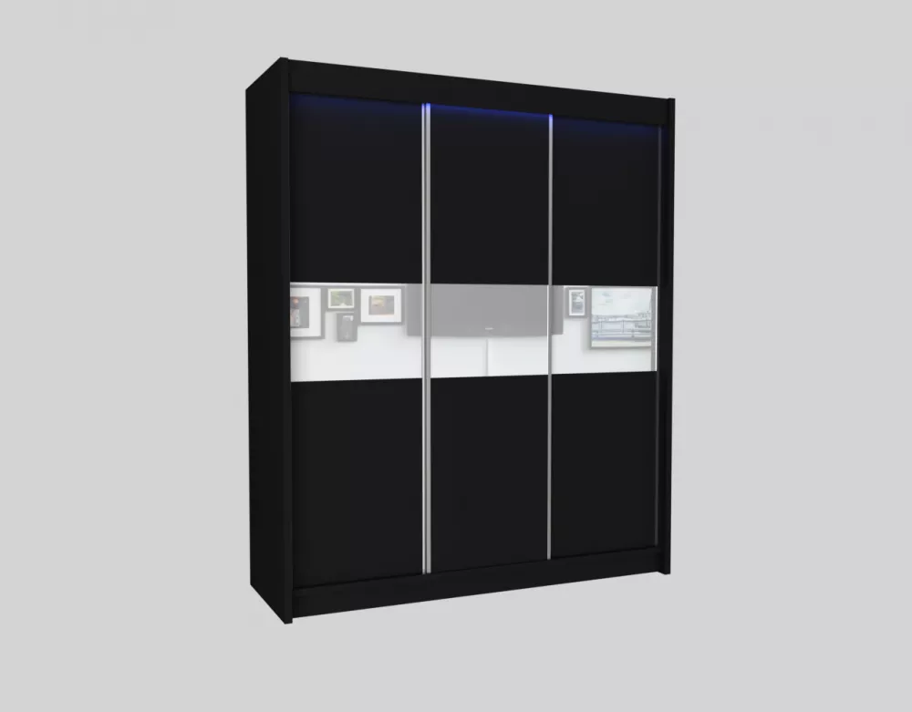 Skapis Tanna ar LED · Melns · 180 × 61 × 216 cm