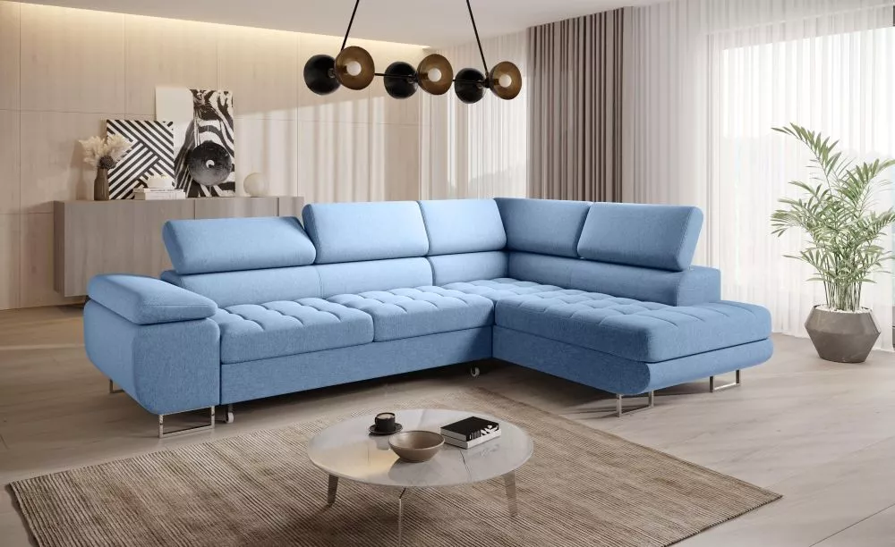 Dīvāns Corner Benjamin 155 standard · Gaiši zils · 201 × 271 × 72 cm