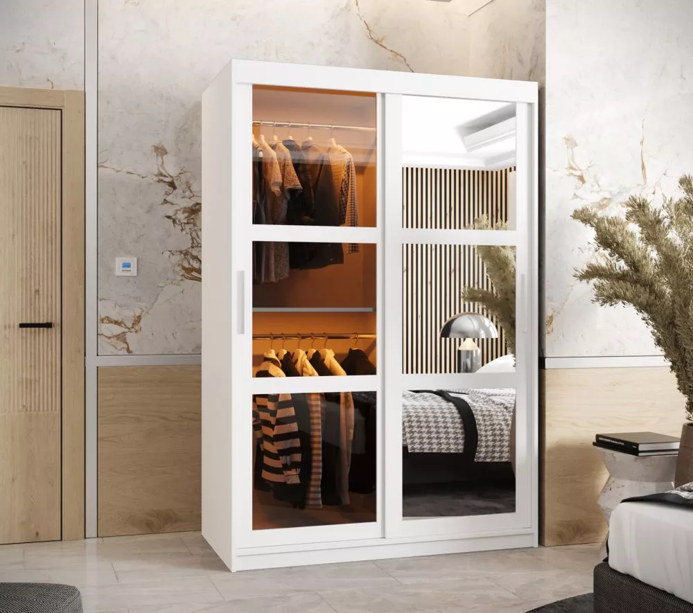 Skapis Dome 2 ar LED · Balts · 120 × 62 × 200 cm