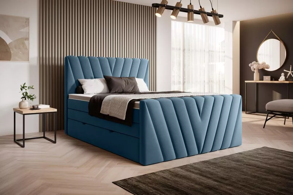 Gulta Candice Boxspring Premium standard Guļamvietas platums: 160 cm, Guļamvietas garums: 200 cm, · Gaiši zils · 160 × 2