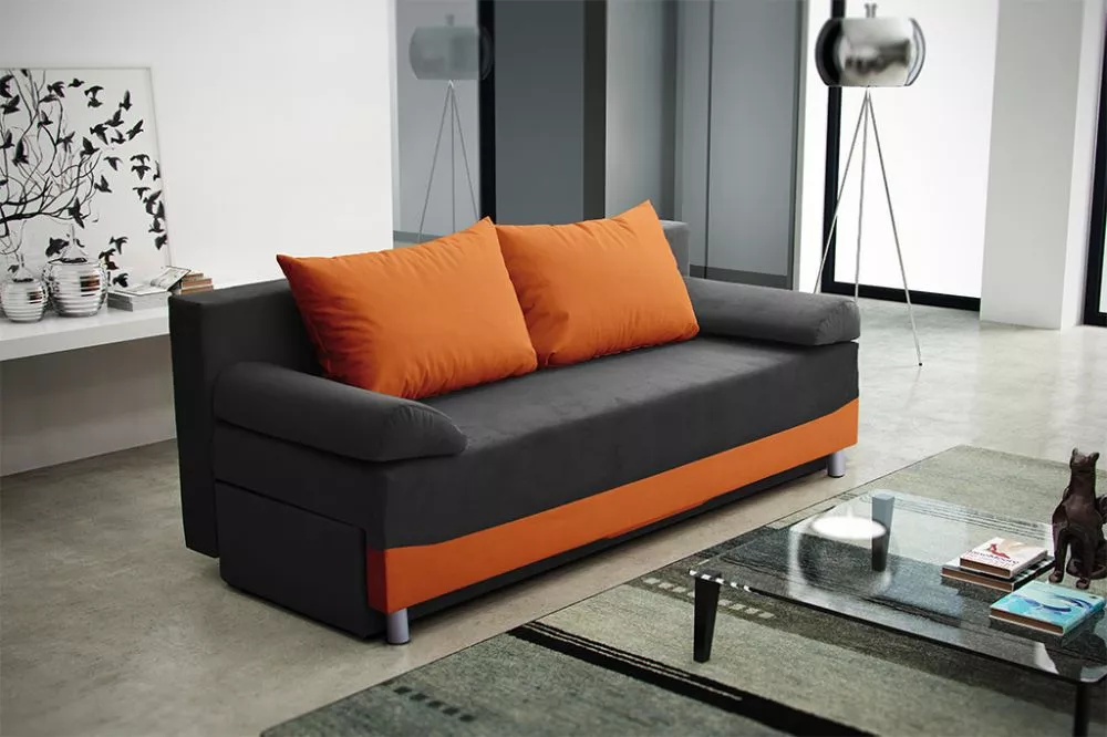 Dīvāns Dakota Standard · Melns + oranžs · 85 × 197 × 76 cm