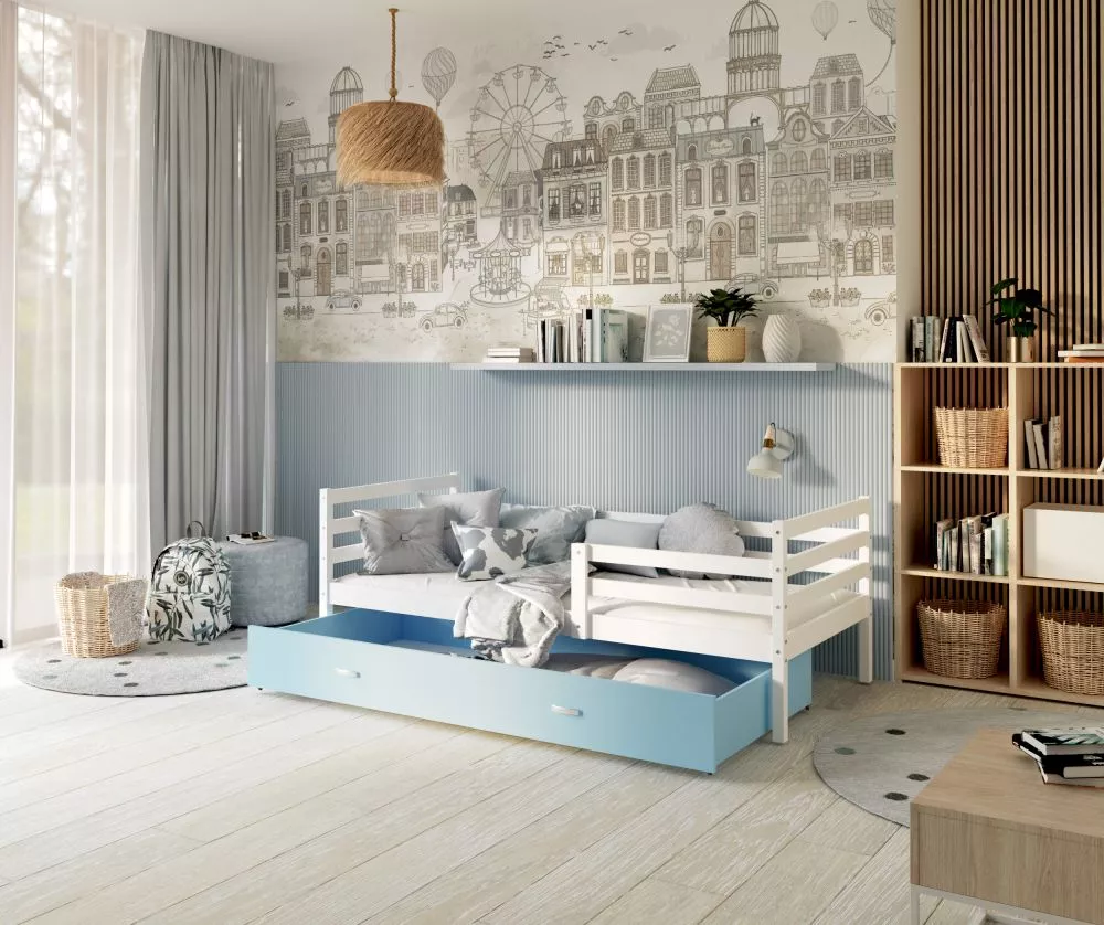 Bērnu gulta Jacek P MDF 80x190 ar stelāžu Guļamvietas platums: 80 cm, Guļamvietas garums: 190 cm, · 86 × 198 × 74 cm