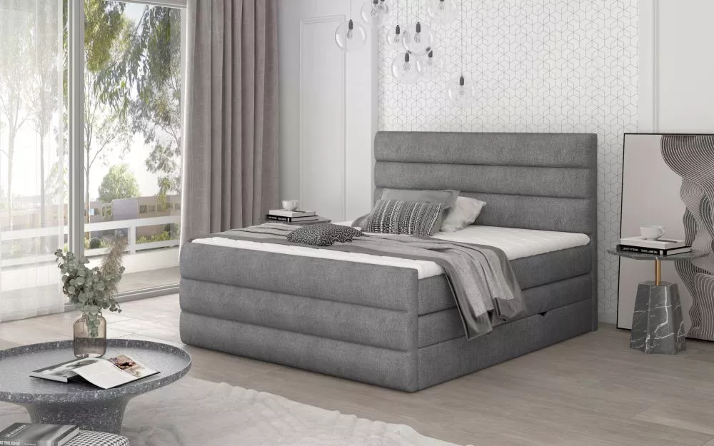 Gulta Cande Boxspring Lux standard Guļamvietas platums: 140 cm, Guļamvietas garums: 200 cm, · Pelēks · 140 × 220 × 133 c