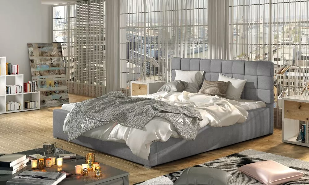 Gulta Grand Basic ar stelāžu Guļamvietas platums: 160 cm, Guļamvietas garums: 200 cm, stelāžas tips: koka, · Pelēks · 18