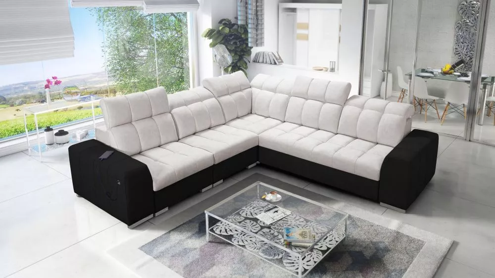Dīvāns Pagano 3 Premium Standard · Bēšs + melns · 285 × 285 × 83 cm