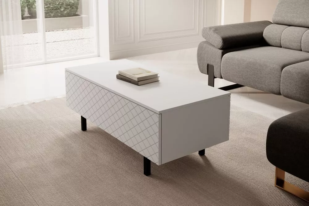 Žurnālgalds Scalia 2 L120 2K Black · Balts · 120 × 55 × 46 cm