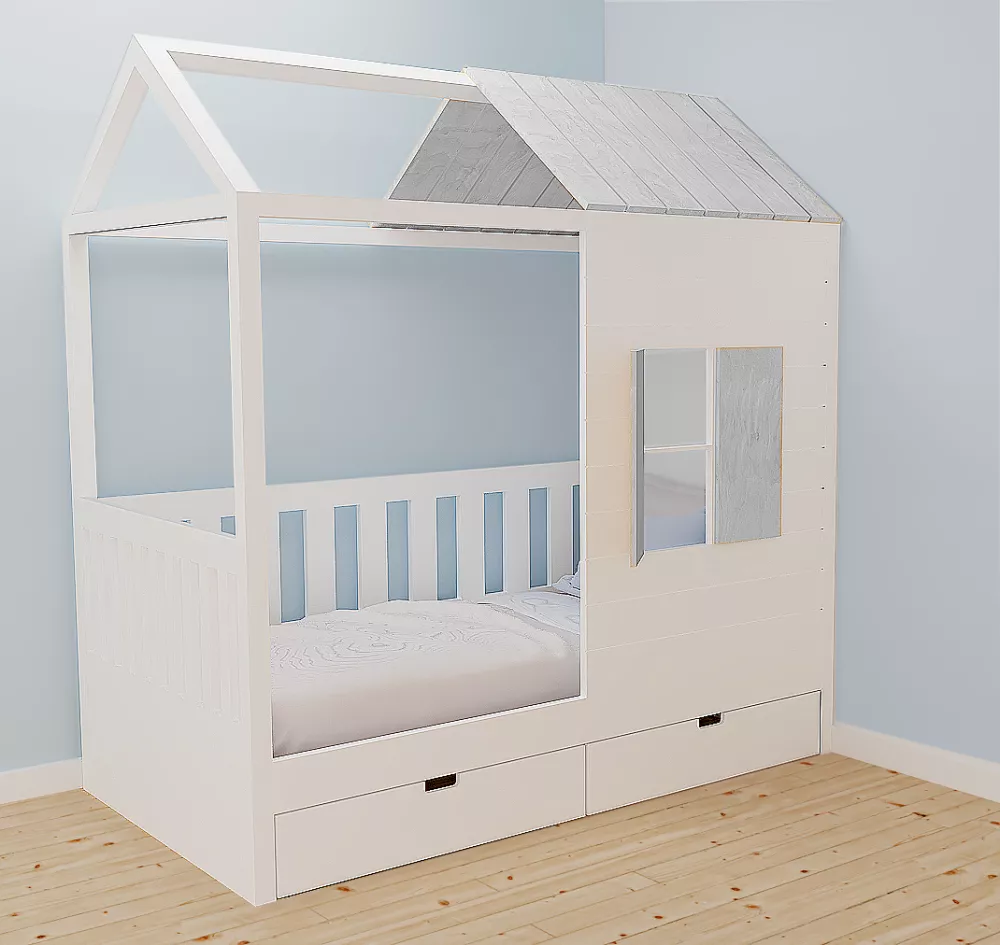 Bērnu gulta 130G ar stelāžu Stūra novietojums: Pa labi, Guļamvietas platums: 90 cm, Guļamvietas garums: 200 cm, · 97 × 2