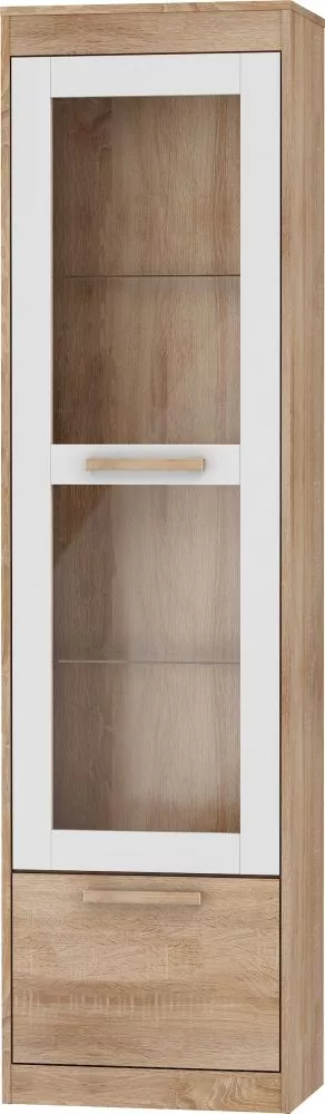 Grāmatu skapis Maximus MXS 43 · Sonoma + balts spīdums · 52 × 33.4 × 193 cm