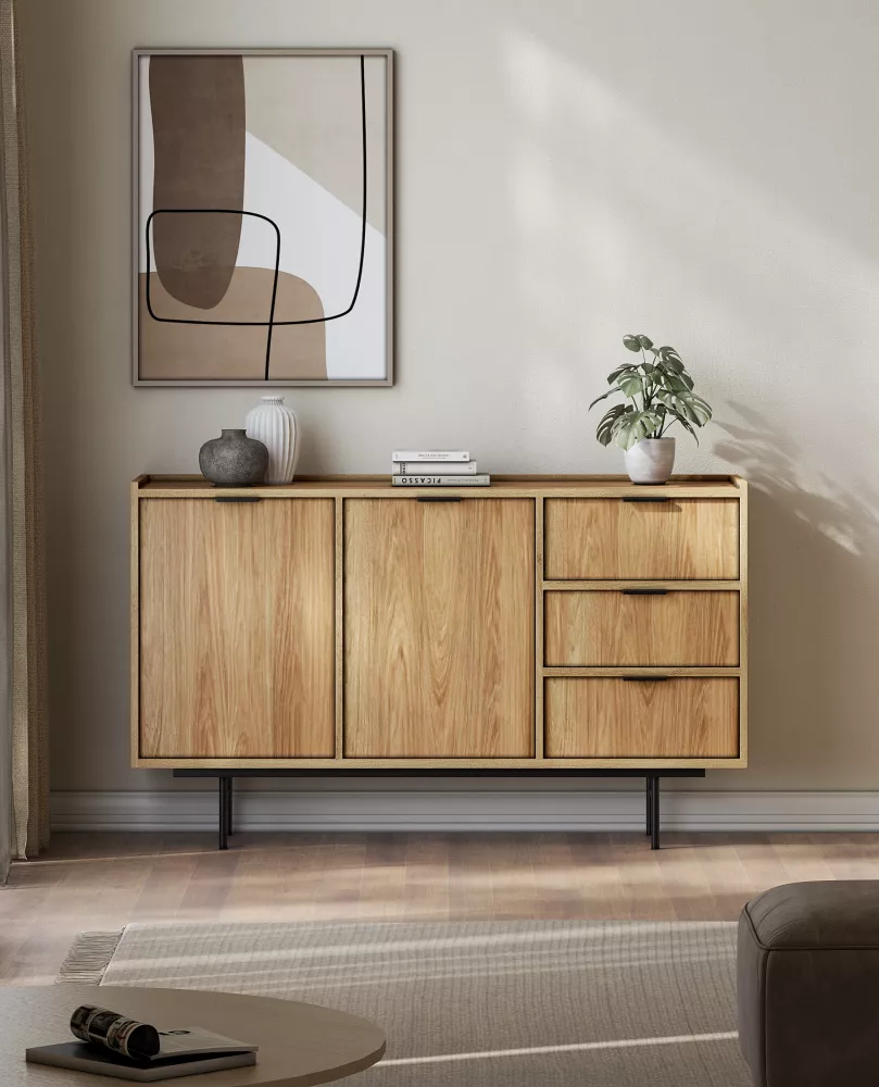 Kumode Edison K2D3S · Ozols hikora · 150 × 40 × 90 cm
