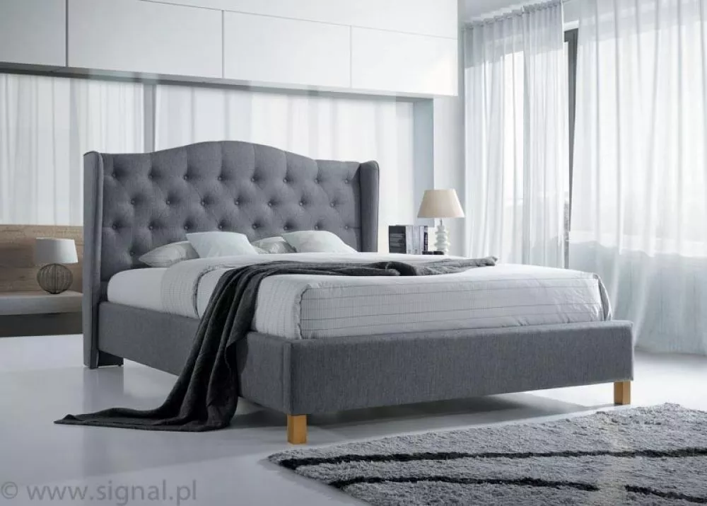 Gulta Aspen ar stelāžu Guļamvietas platums: 160 cm, Guļamvietas garums: 200 cm, stelāžas tips: koka, · Gaiši pelēks · 17