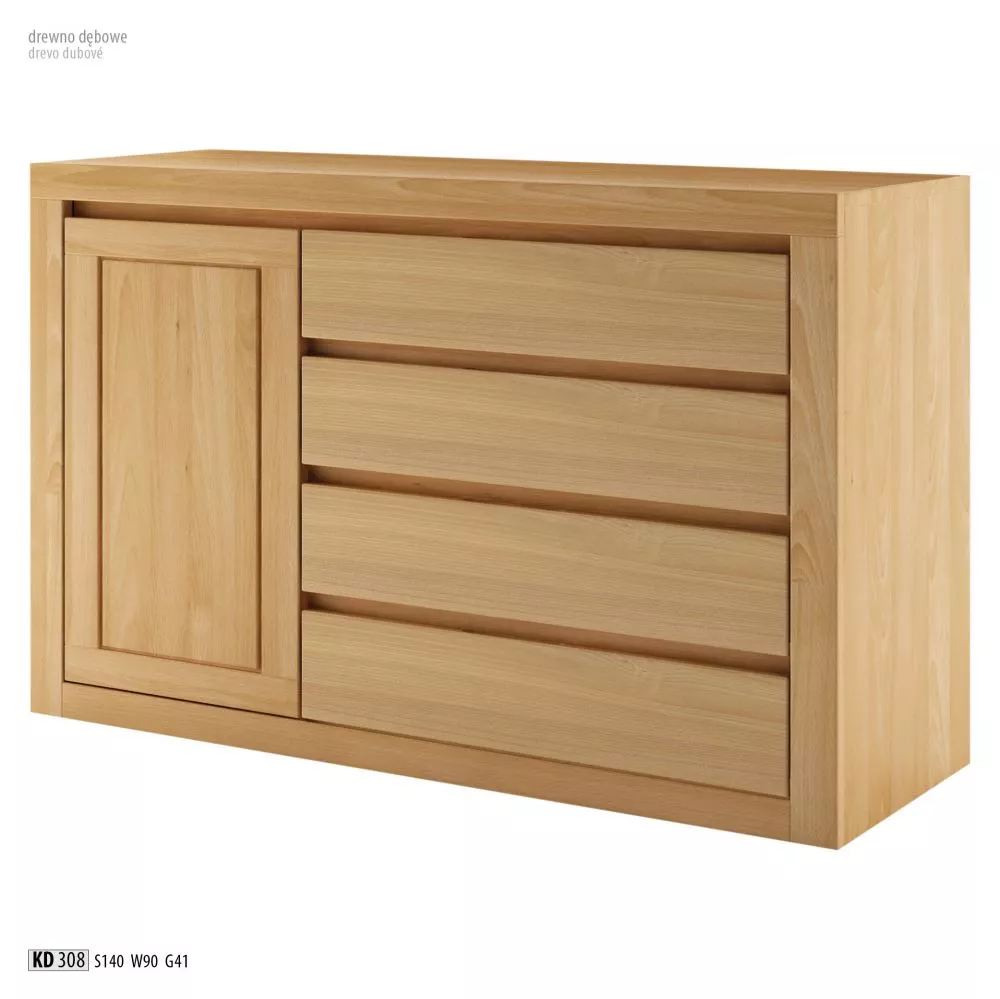 Kumode KD 308 · Ozols · 140 × 41 × 90 cm