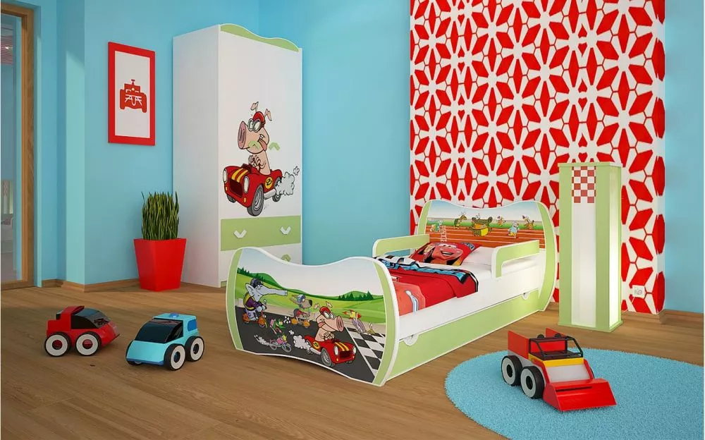 Bērnu gulta Dream L06 180x90 DM19 ar stelāžu Guļamvietas platums: 90 cm, Guļamvietas garums: 180 cm, · 114 × 184 × 71 cm