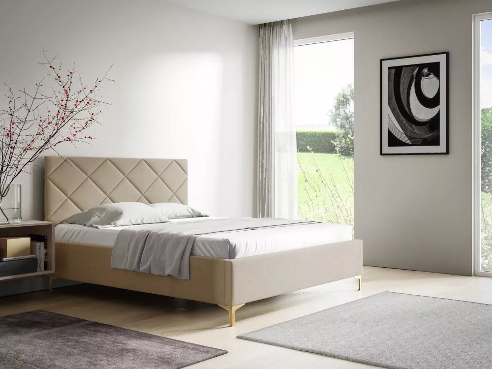 Gulta PK33 ar stelāžu Guļamvietas platums: 120 cm, Guļamvietas garums: 200 cm, stelāžas tips: metāla, · Gaiši bēšs · 128
