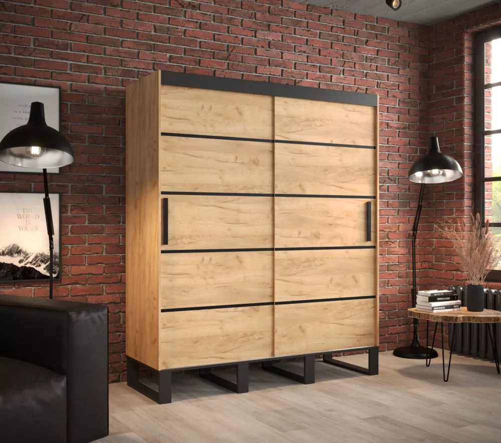 Skapis Loft V1 · Ozols craft zelts · 180 × 62 × 212 cm