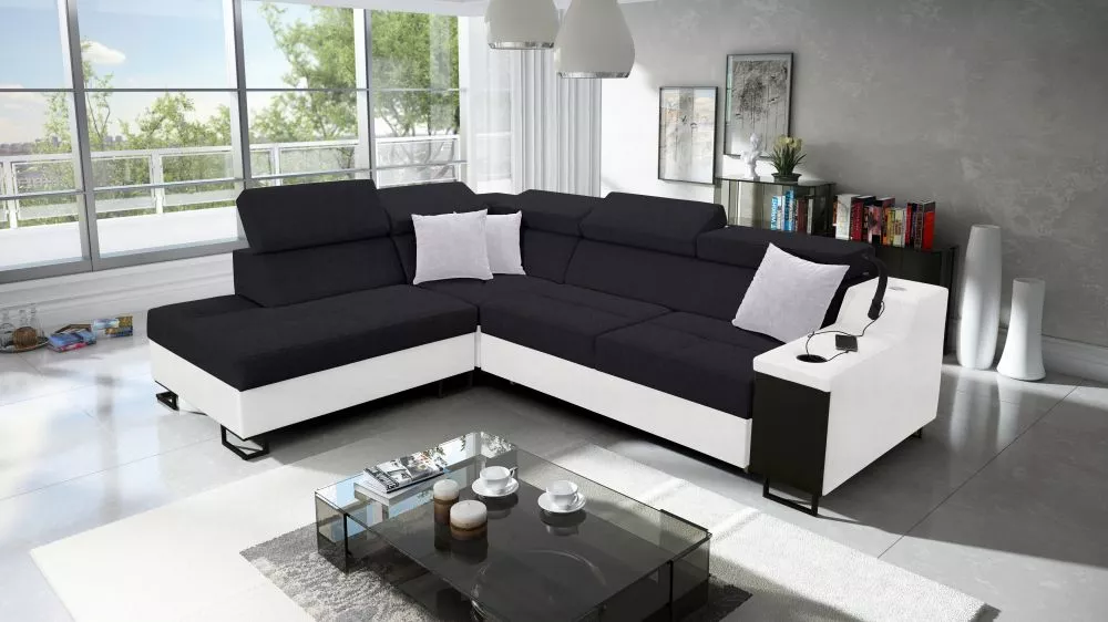 Dīvāns Alicante 7 Standard · Melns + balts · 223 × 287 × 81 cm
