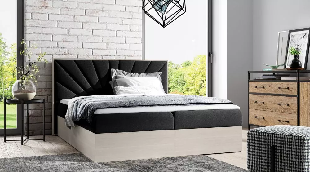 Gulta Wood-7 160x200 Boxspring Standard Guļamvietas platums: 160 cm, Korpusa krāsa: ziemeļu tīkkoks, Guļamvietas garums: