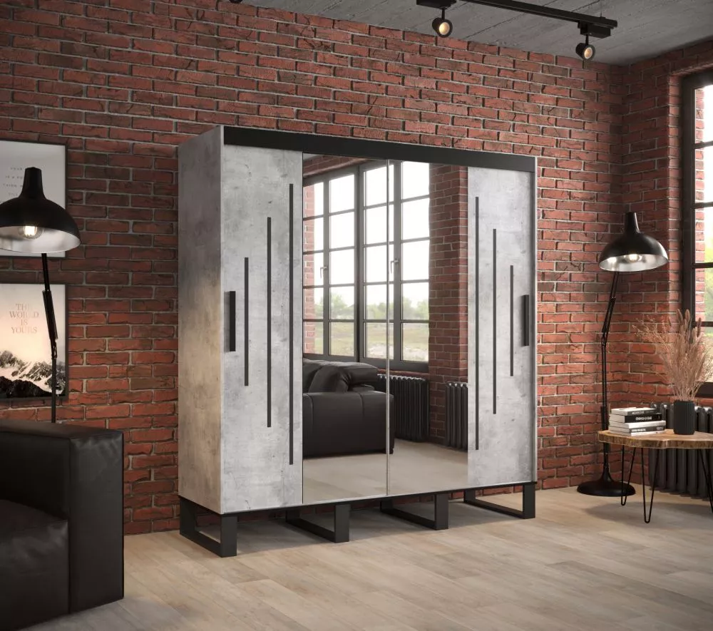 Skapis Loft Y1 · Betons · 200 × 62 × 212 cm
