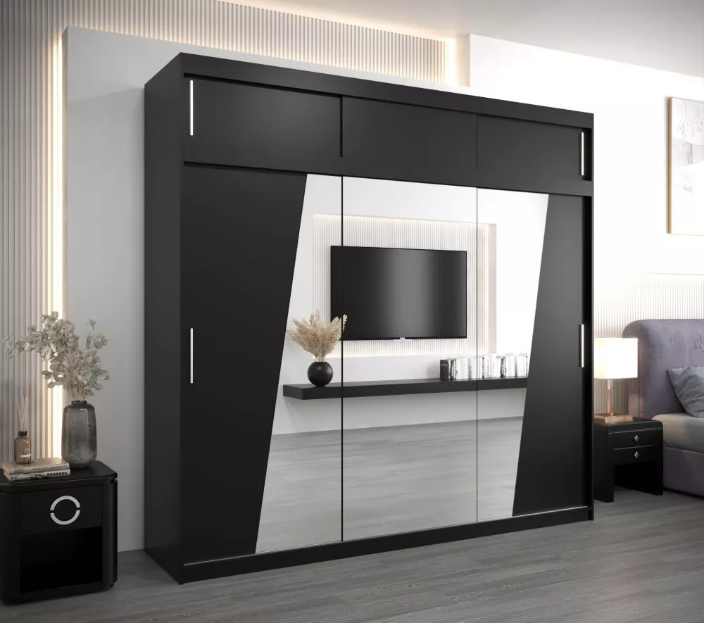 Skapis Rhomb Premium · Melns · 250 × 62 × 240 cm