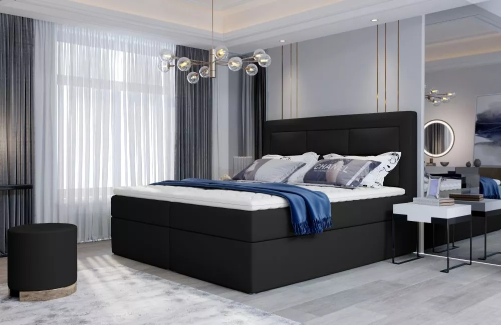 Gulta Vivre Boxspring standard Guļamvietas platums: 140 cm, Guļamvietas garums: 200 cm, · Melns · 140 × 215 × 115 cm