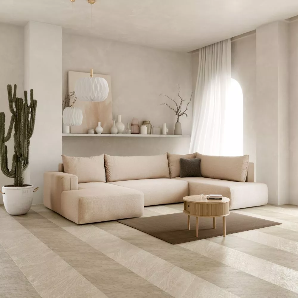 Dīvāns Torretta U standard · Gaiši bēšs · 200 × 335 × 72 cm