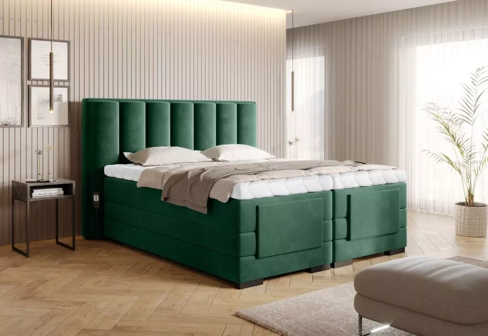 Gulta Veros Electric Boxspring Premium Standard Guļamvietas platums: 160 cm, Guļamvietas garums: 200 cm, · Zaļš · 178 × 