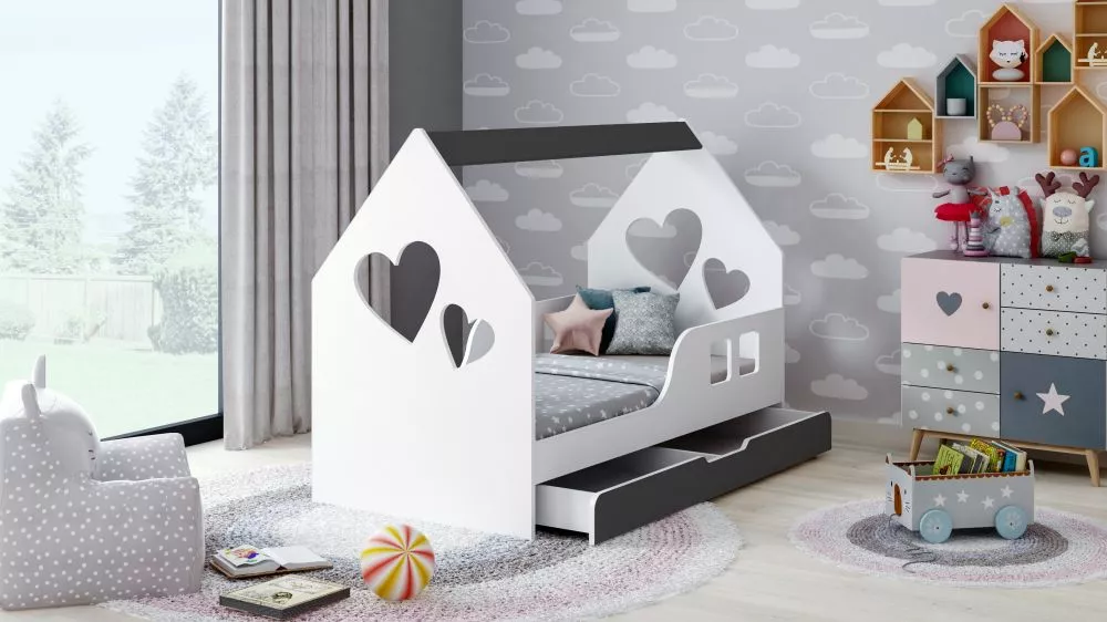 Bērnu gulta House 8 Comfort ar stelāžu Guļamvietas platums: 70 cm, Guļamvietas garums: 140 cm, · 74.5 × 145 × 106 cm
