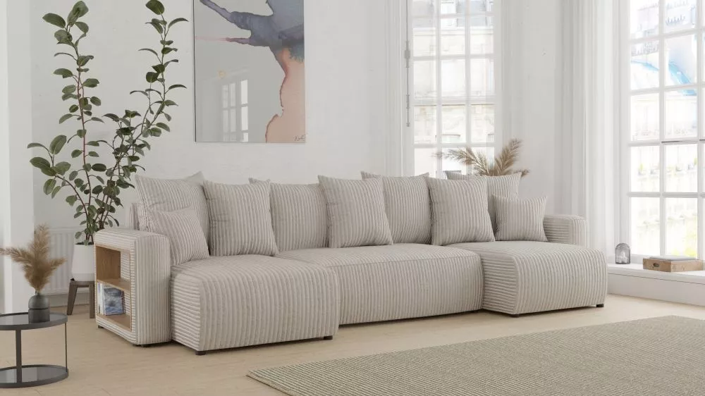 Dīvāns Solero U Comfort Standard · Gaiši bēšs · 142 × 312 × 73 cm