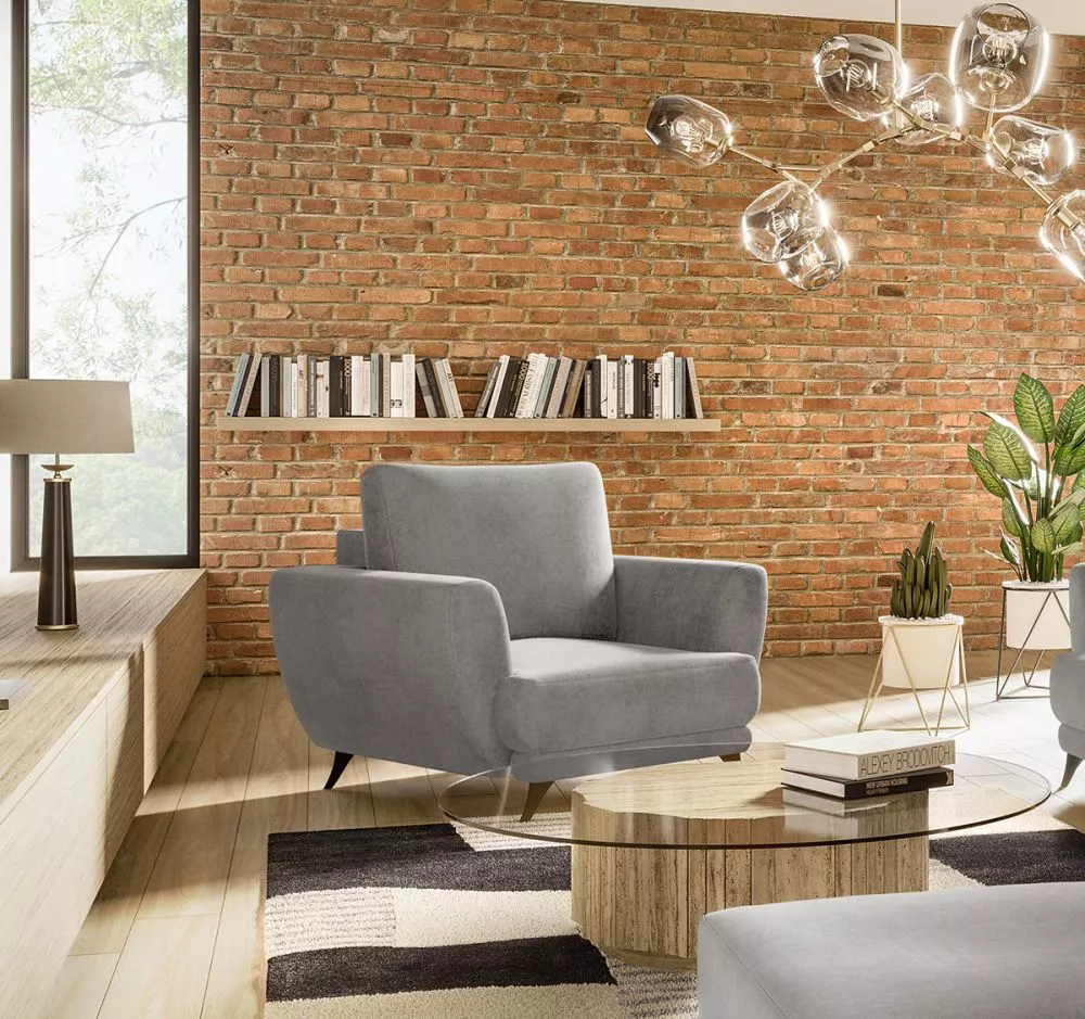 Mīksts krēsls Megis 1S Premium standard Sēdvietas dziļums: 60 cm, · Pelēks · 102 × 94 × 87 cm