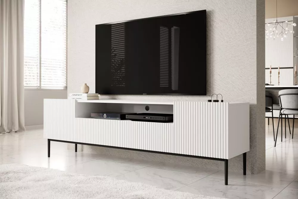 TV tumba Nicole RTV 200 2D2SZ Black · Balts · 200 × 45 × 60 cm