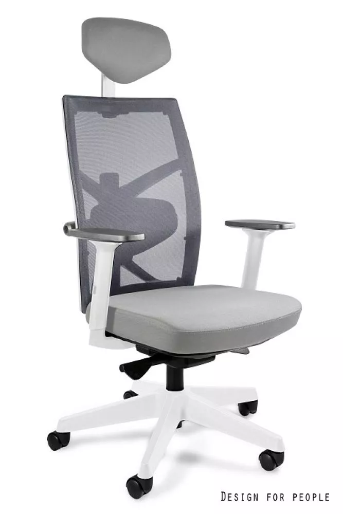 Datorkrēsls Tune Korpusa krāsa: gaiši pelēks, Elementu krāsa: balts, Sēdvietas platums: 46 cm, · 67 × 50 × 108 cm