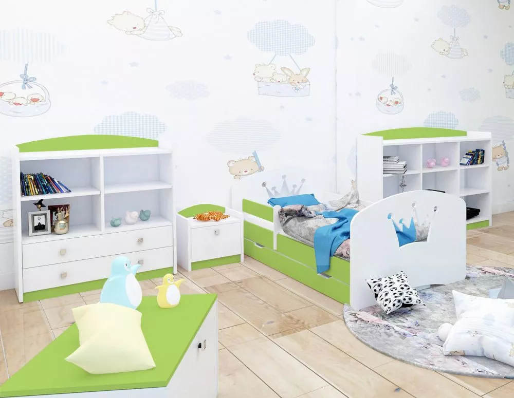 Bērnu gulta Happy Design Korona L08 190x90 ar stelāžu Guļamvietas platums: 90 cm, Guļamvietas garums: 190 cm, · 102 × 19