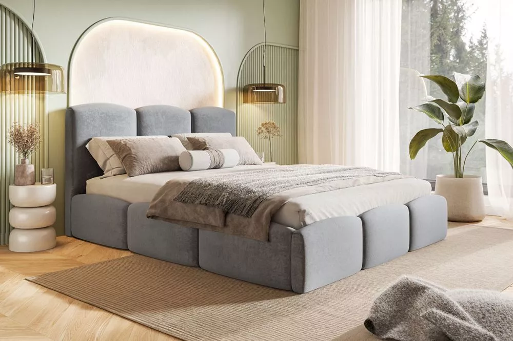 Gulta Slim 13 standard ar stelāžu Guļamvietas platums: 180 cm, Guļamvietas garums: 200 cm, stelāžas tips: koka, · Pelēks